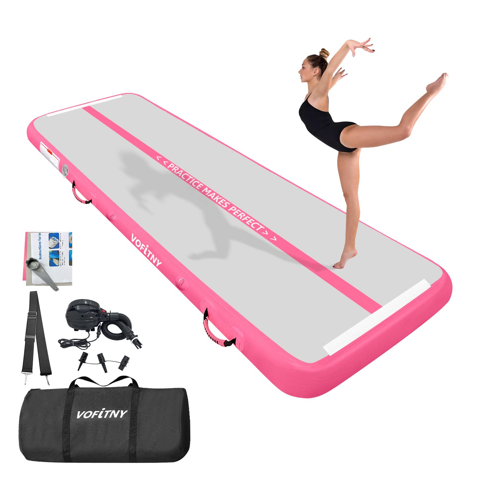VOFiTNY All Purpose Gymnastics Mat 13?ÇÖx3.3?ÇÖx4?ÇÖ?ÇÖ Sturdy Inflatable Tumbling Track Cheer Mat for Home/Gym