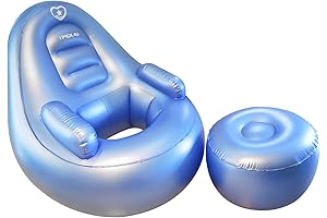 Serenity Blue BBL Lounge Chair with Ottoman for After Butt Surgery Recovery.