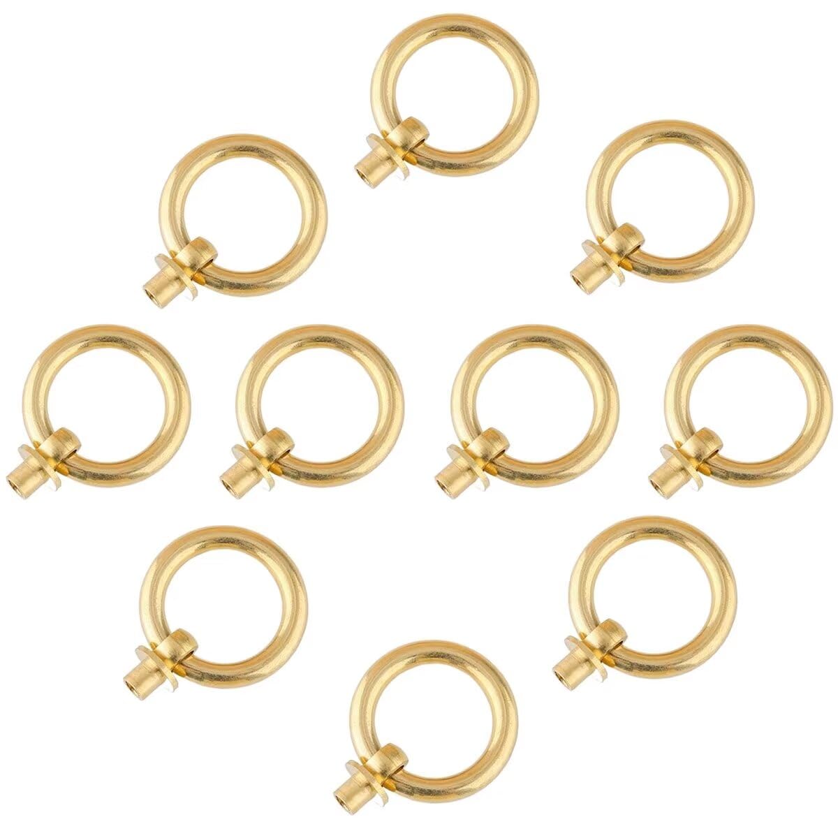 YDHSIKK Drawer Handles, Pack of 10 Brass Ring Pulls, Multicolor, 20-65mm(Golden,Diameter:60mm)