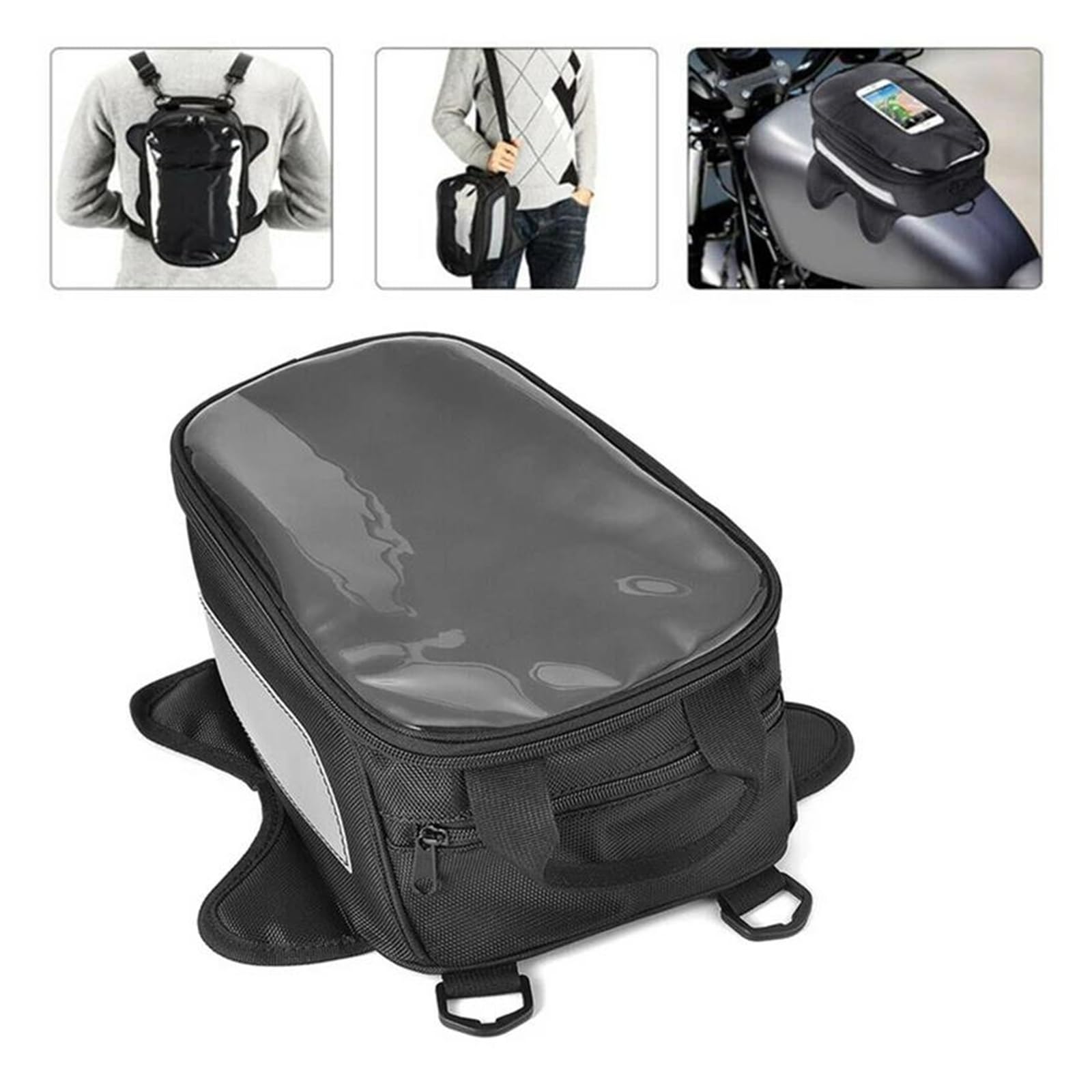 Mochila Bandolera Impermeable, Bolsa Magnética para El Depósito Combustible Motocicleta, Bolsa para El Depósito Navegación Teléfono Móvil Bolsa para Asiento De Motocicleta/Bolsa Trasera