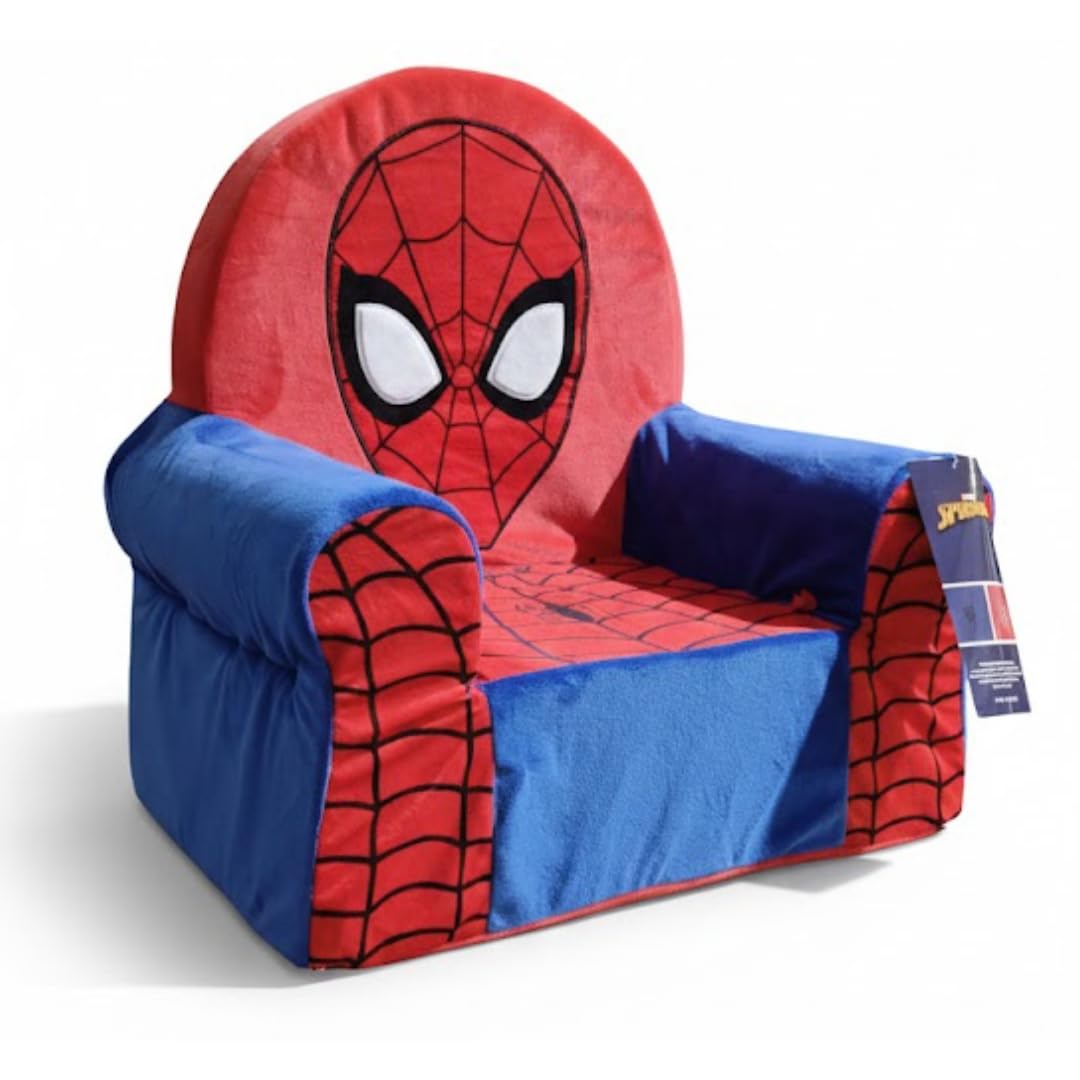 Disney Sillón Infantil 3D Desenfundable con Cremallera de Seguridad, Funda 100% Poliéster y Relleno 100% Poliuretano, Butaca Niño +3 Años, 50x45x35 cm (Spiderman)