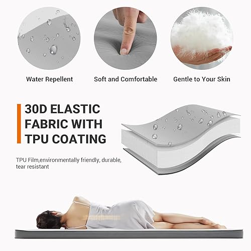 Miniatura 5 de KingCamp Almohadilla de dormir doble autoinflable con valor R 95 colchón de aire de espuma para campamento portátil de 3 pulgadas de grosor grande