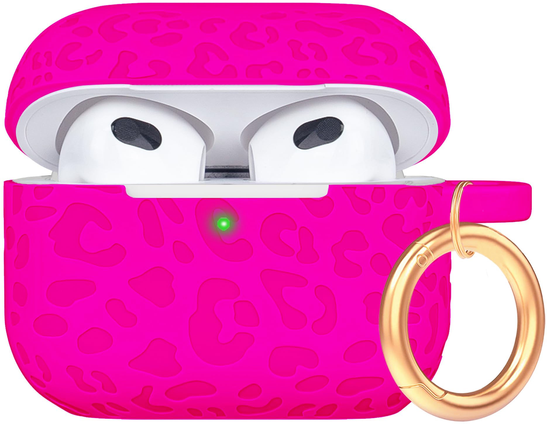 Engraved Case for AirPods 3rd Generation Carving Cover with Keychain, Leopard Skin Soft Cover for Compatible with AirPods 3rd Generation Case Full