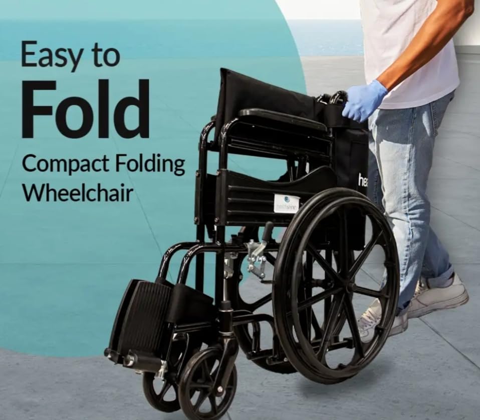 Nisco care Wheelchair for Old People and patient, suitable for indoor & travel-friendly with Adjustable & Comfort seat belt with footrests, wheel chair for toilet 3