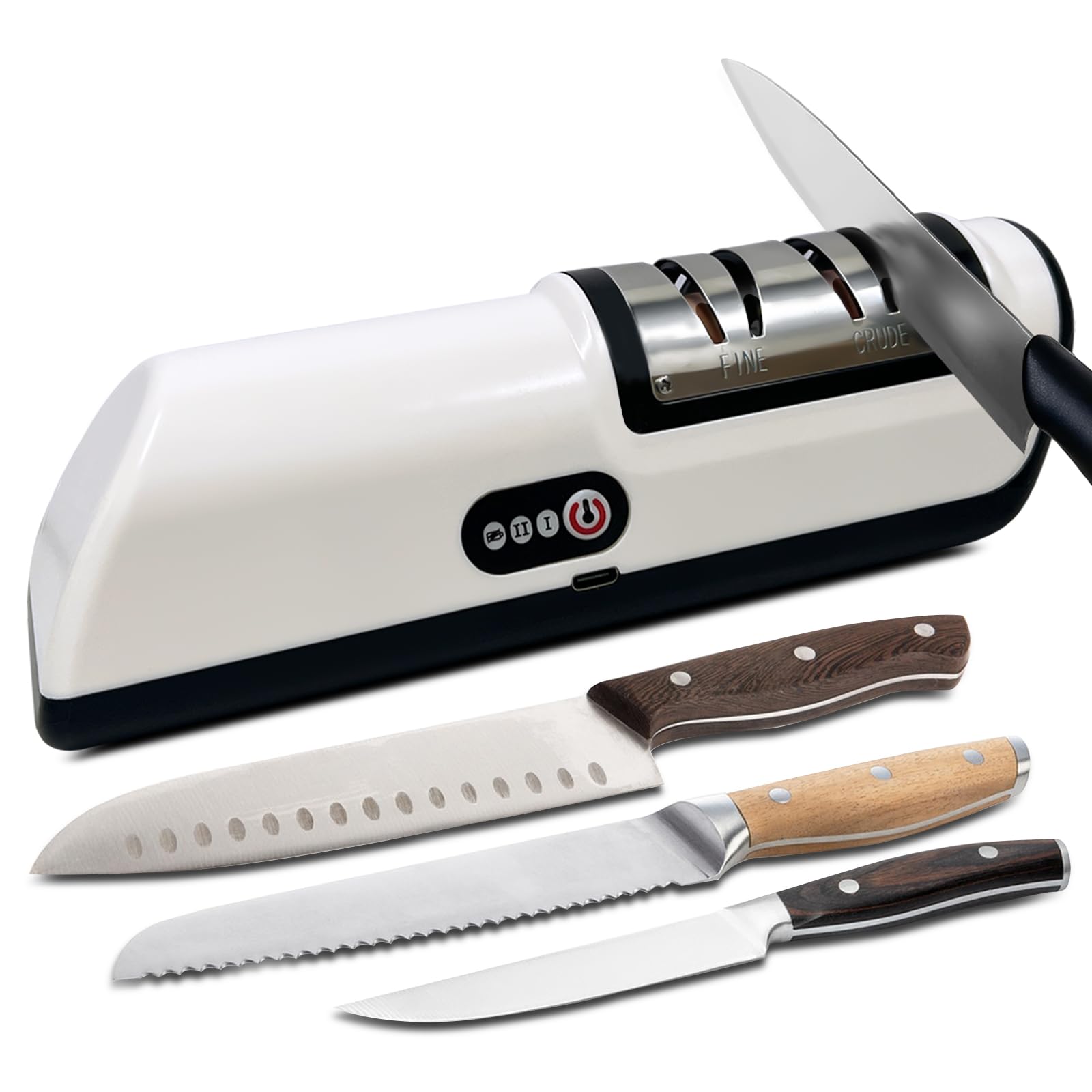 Electric Knife Sharpener Professional 2 Stage Kitchen Knife Sharpener for Quick Sharpening Polishing Automatic Knife Sharpening for Straight