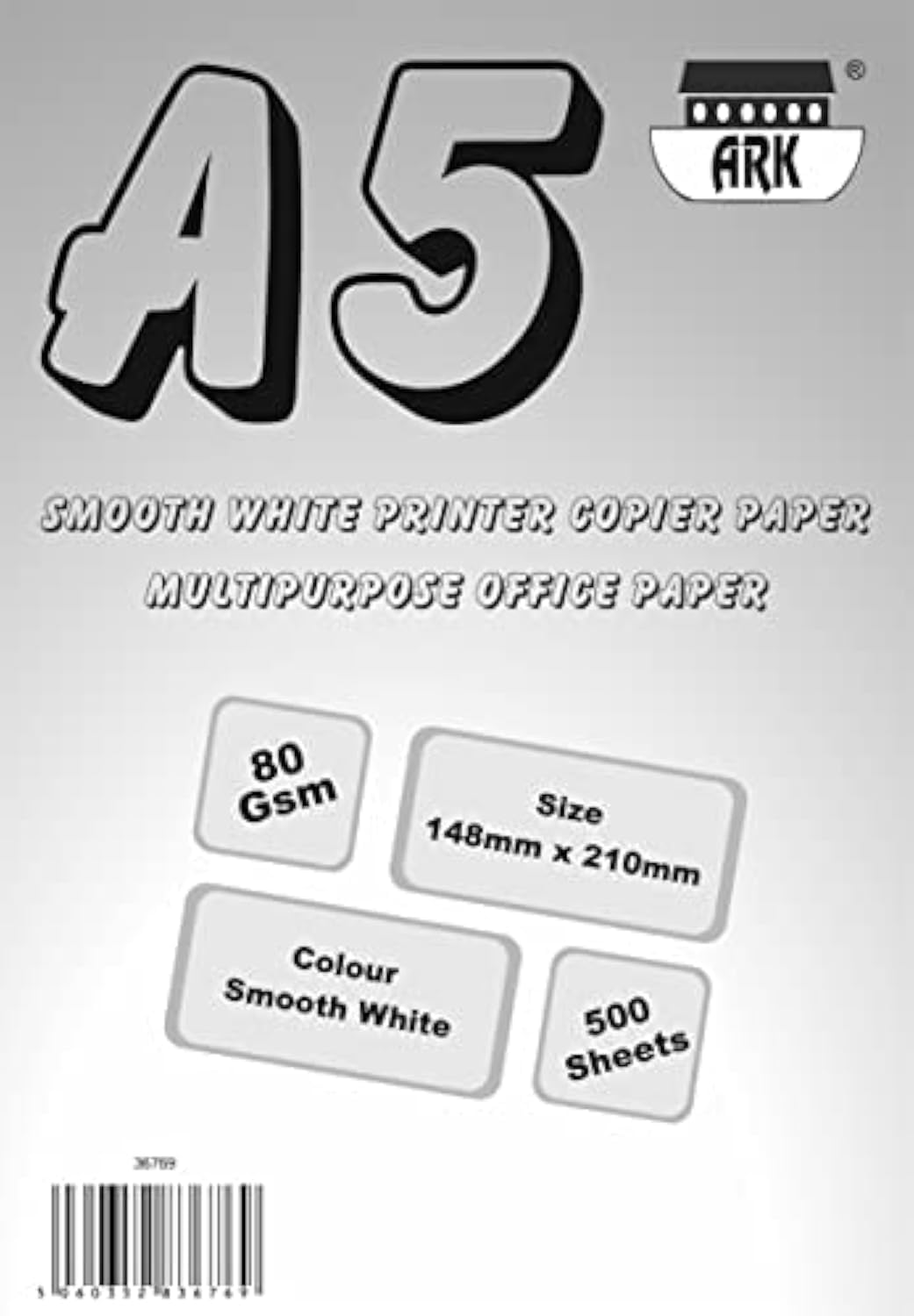 ARK A5 (Half A4) Everyday 80gsm Smooth White Printer Copier Paper, Multipurpose Office Paper (500 Sheets) (1)
