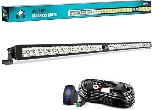 Nilight Barra de luz LED de 42 pulgadas, 39 LED de una sola fila, luces LED de visión nocturna sin tornillos, luces todoterreno con interruptor