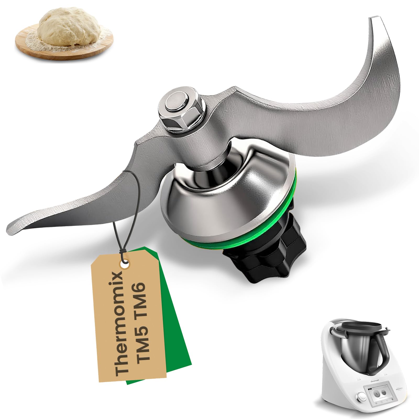 Gigmeta Nóż do wyrabiania ciasta do Thermomix TM6 i TM5, nie pozostawia resztek ciasta po użyciu i jest łatwy w czyszczeniu, części zamienne do noży Thermomix