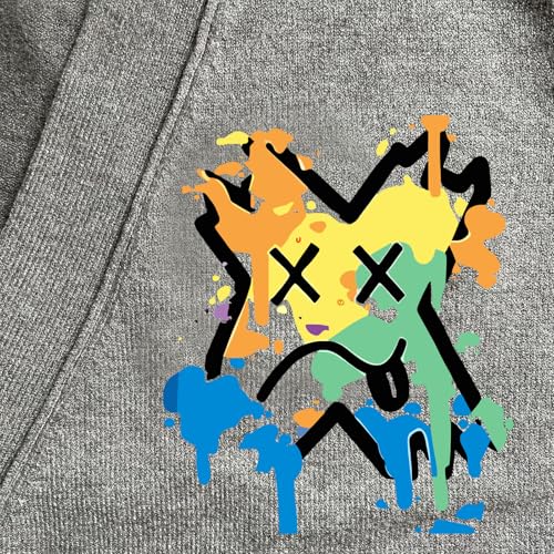 Unhappy X Graffiti Puzzle Graphic Men Cardigan Chest Printing V-Neck Cotton Button Open Front Sweater2