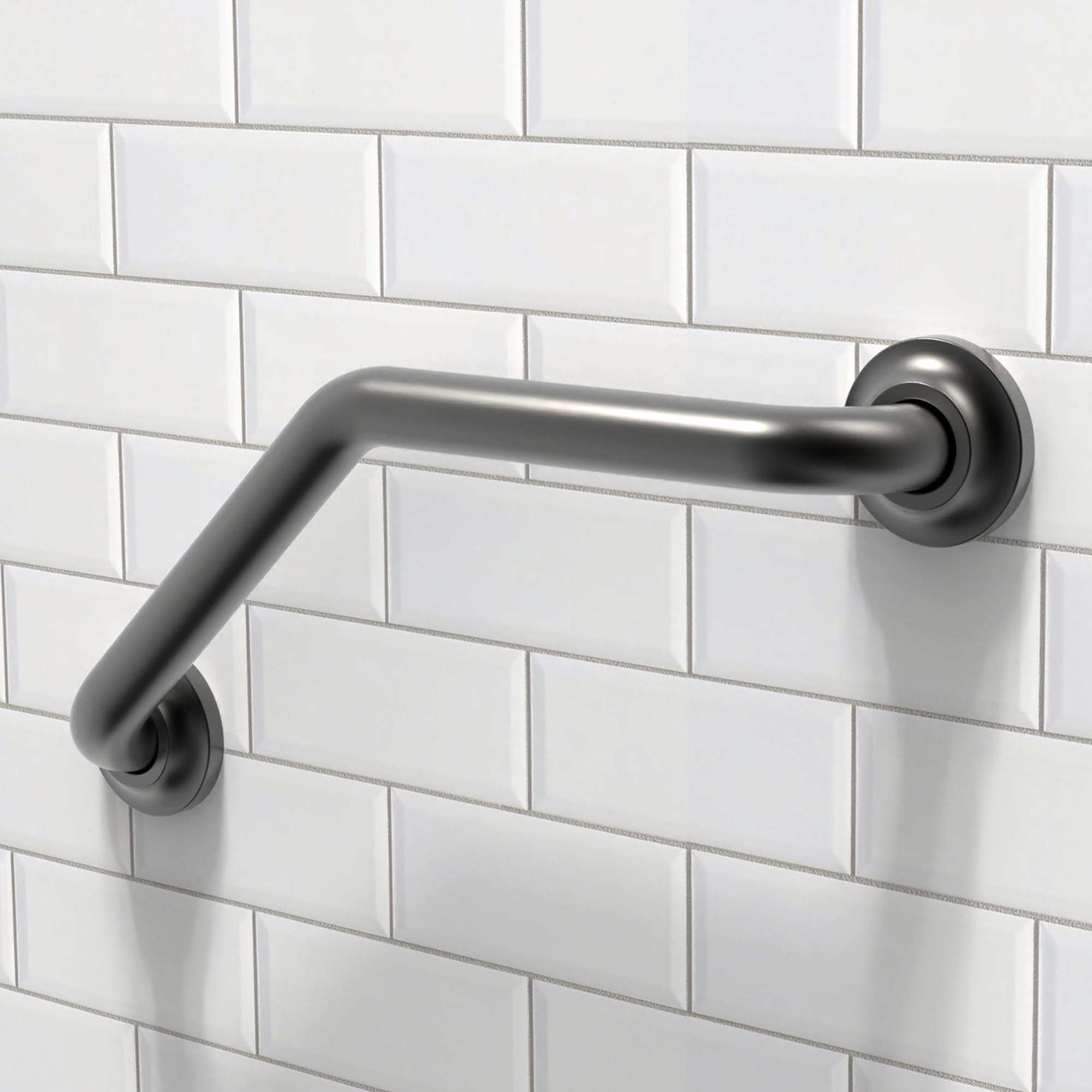 Decorative Angled Grab Bar for Stud Mount, ADA Compliant 500lbs Loading Capacity, Stainless Steel (Matte Black, 16 inches)