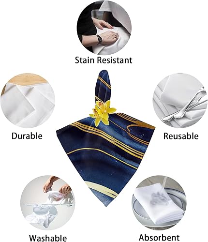 Miniatura 6 de Servilletas de lino de tela de mármol paquete de 4 servilletas de cóctel reutilizables para bodas duchas fiestas almuerzos hoteles restaurantes