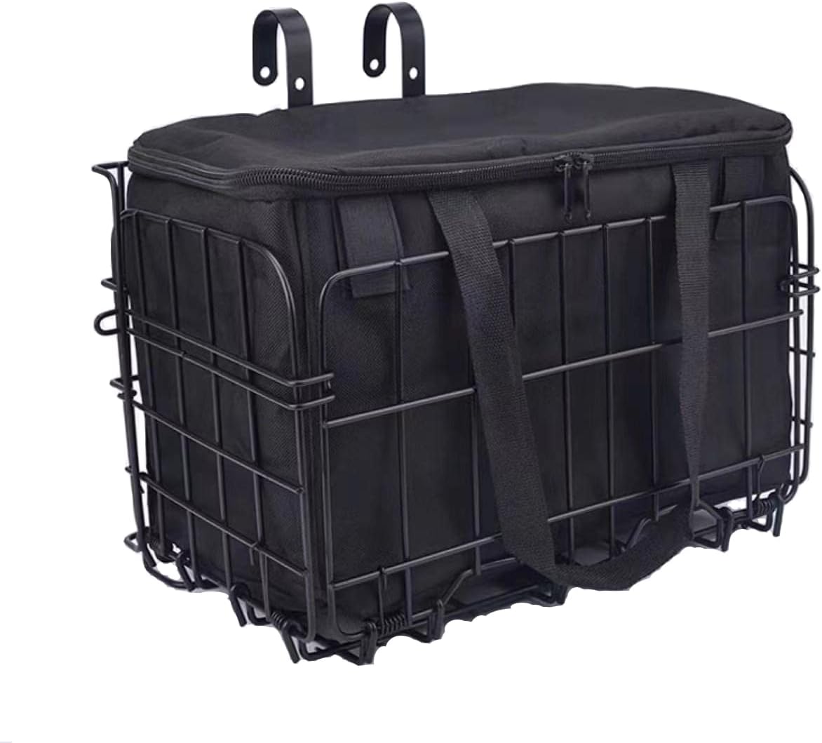Bike Basket Metal Bike Trunk Foldable Bike Shopping Basket for