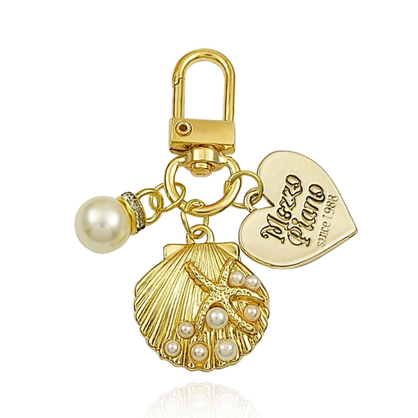 Hoheng Shell Keychain Beach Bag Charm Starfish Keychain Cowrie Shells Purse Bag Charms for Handbags Beach Vacation Outfits