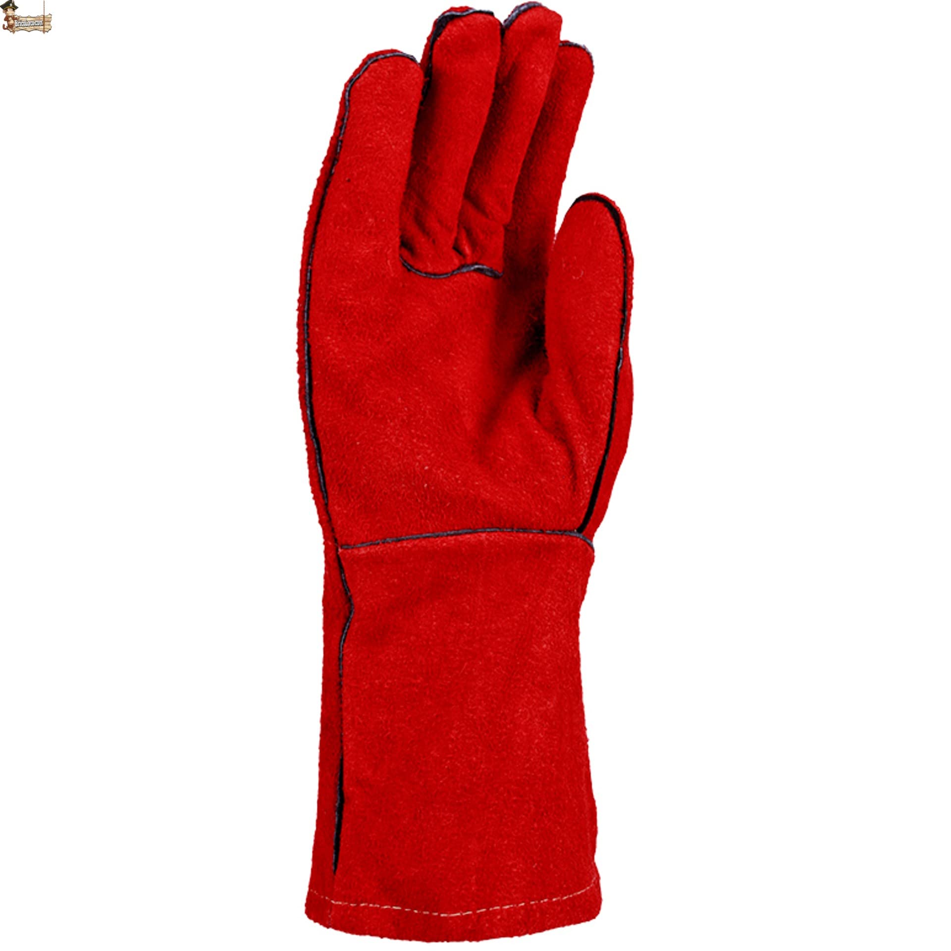 BricoLoco.com Gants de travail à souder. Soudure professionnelle électrique, fil, électrode. Longueur 350 mm. Cuir de vachette croûte de cuir. Doublés et confortables. Taille 9. (6)