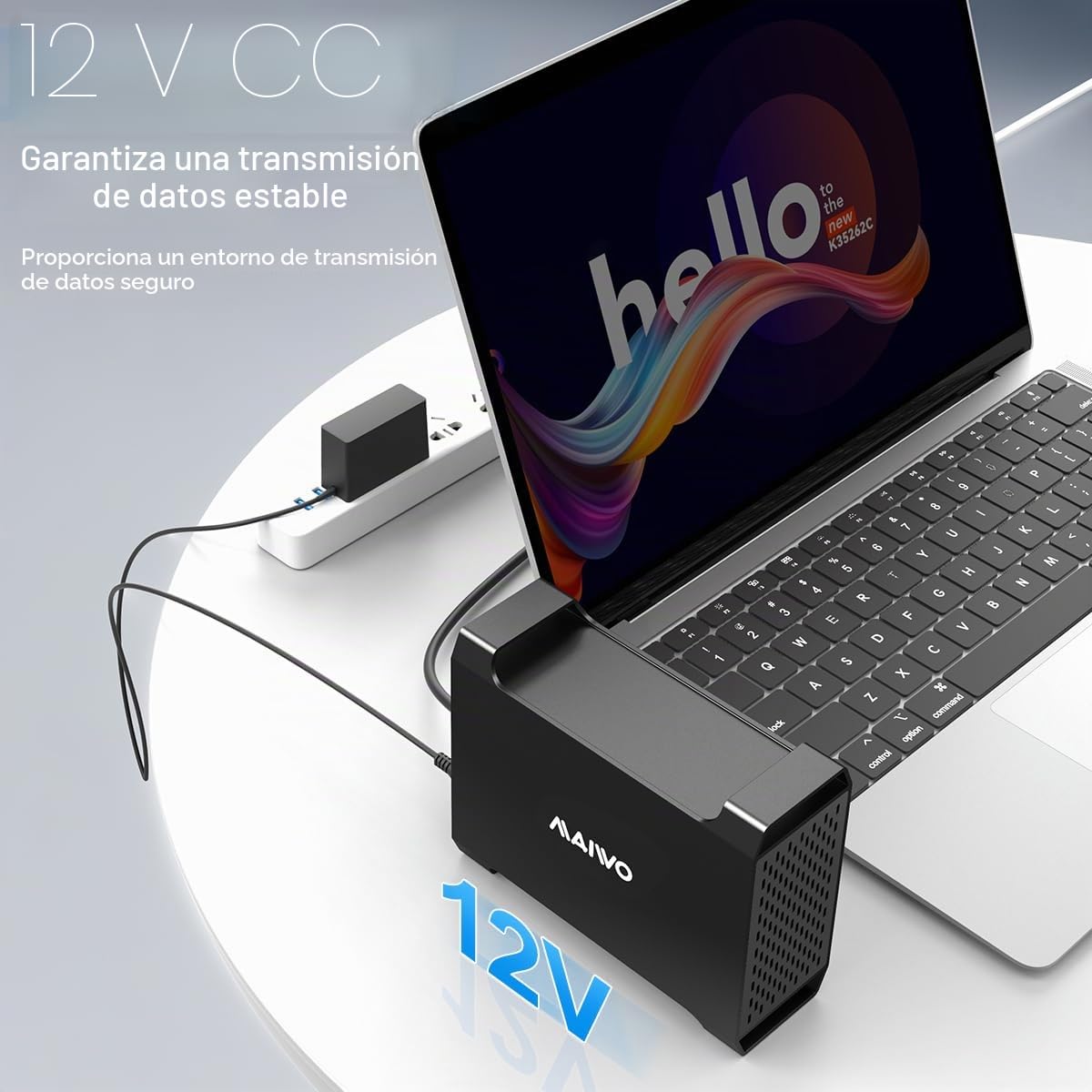 MAIWO Caja Raid de Doble bahía para Disco Duro SATA de 3.5 Pulgadas, Carcasa de Disco Duro de 2 bahías con Ventilador de refrigeración, 4 Modos Raid, USB 3.0 para expansión de 44 TB