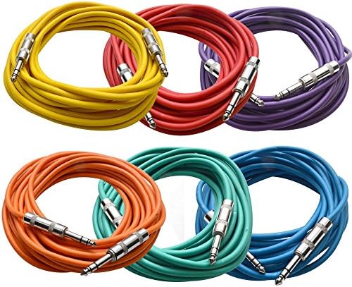 8-Pack 3ft 1/4 TRS To TRS Patch Cables - Seismic Audio Balanced Cables