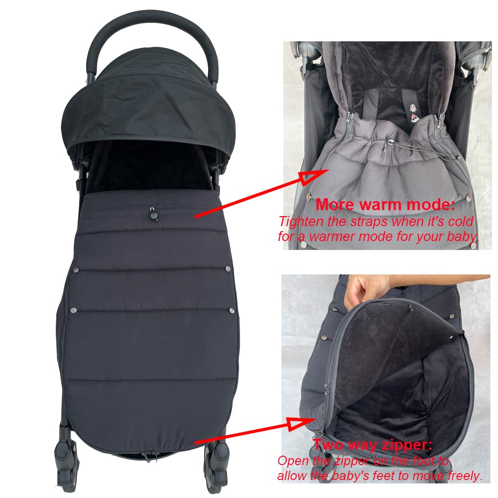 Chancelière Universelle pour Poussette Accessoire pour Poussette Compatible avec Les poussettes Babyzen YOYO YOYO2(Noir Noir)