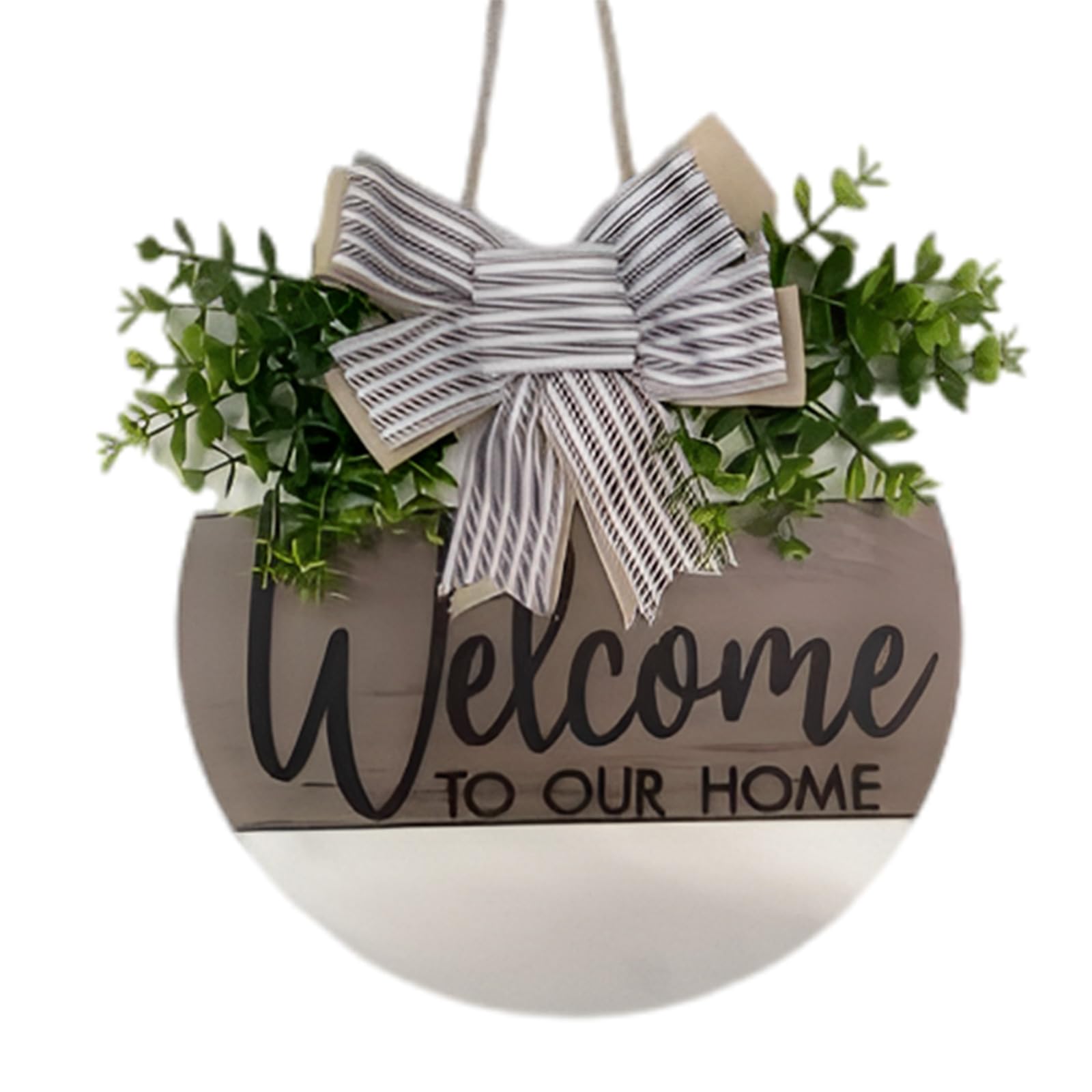 hogtnd Rural Farmhouse Welcome Sign Round Wooden Wall Decor for Home Entrance Garden Entrance 13" Wreath Funny Entrance Sign