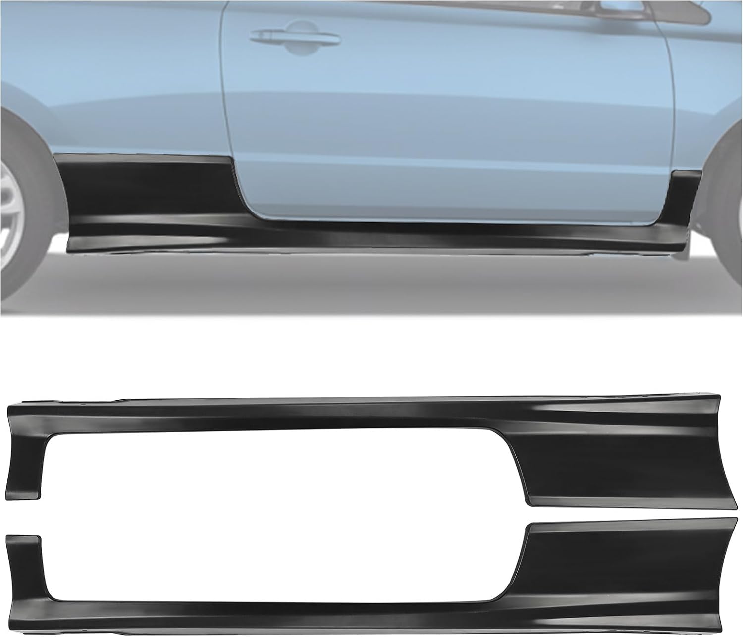 HECASA Side Skirts Compatible with 2006-2011 Honda Civic Coupe 2-Door Rocker Panels Guard Side Splitter Extension Body Kit Replacement Pair Black