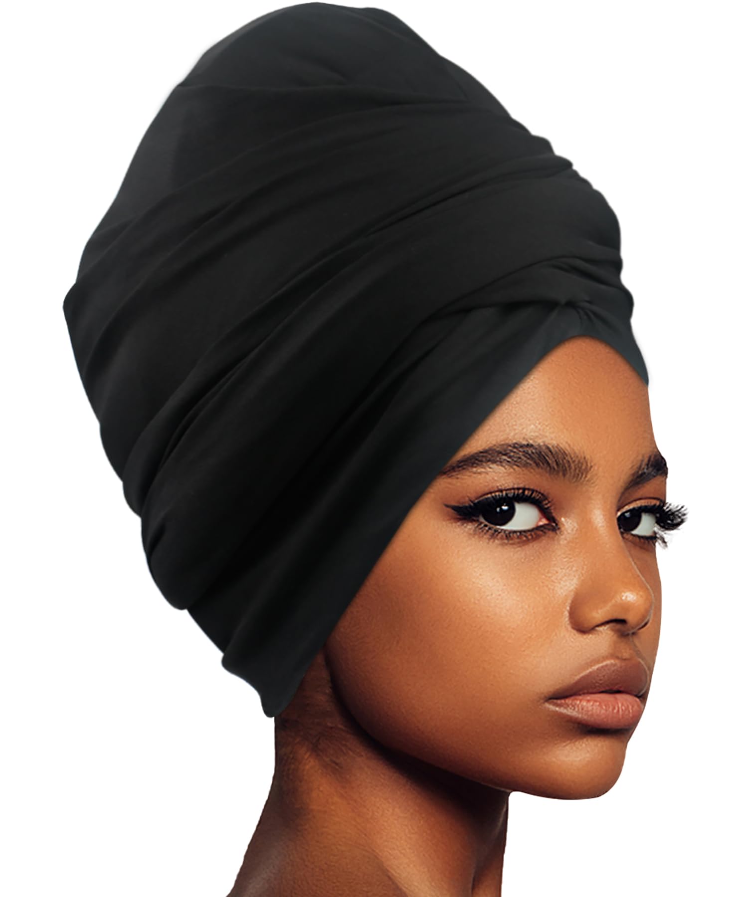 Babalet Large Swim Turban for Women Waterproof Silicone Lined Swim Cap for Long Hair