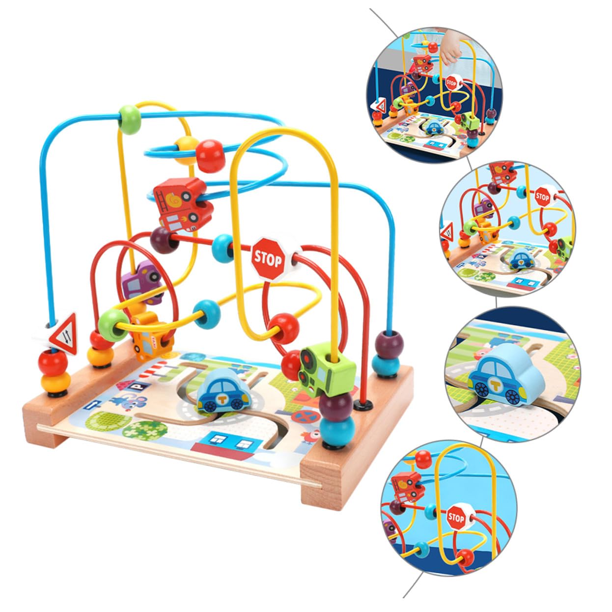 Toyvian Gioco Labirinto di Perline in Legno Rotondo per Ragazzo Ragazza | Struttura in Ferro, Tema Oceano, 1 Pezzo, Gioco Educativo per Sviluppo Cognitivo e Manualità