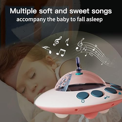 Miniatura 5 de Eners Caja de música móvil para cuna, giratorio móvil para bebé con luces, rotación, proyección de luna y estrella, accesorios de juguetes para cuna