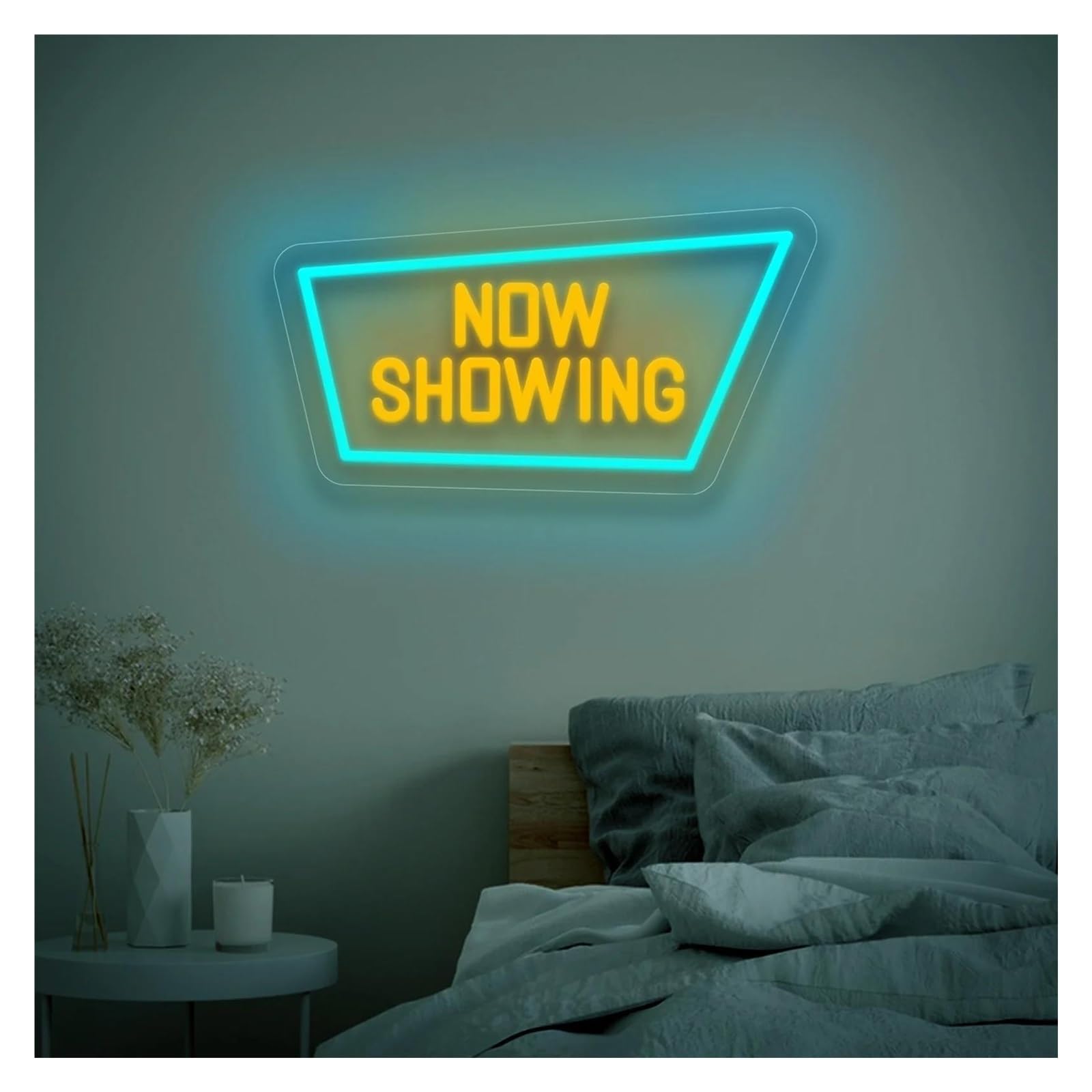 Decoración Lámparas Letrero De Neón Now Showing Con Luz LED Regulable Para Cine, Sala De Video, Cine En Casa, Fiestas, Decoración De Pared, 40.6cmx21.5cm