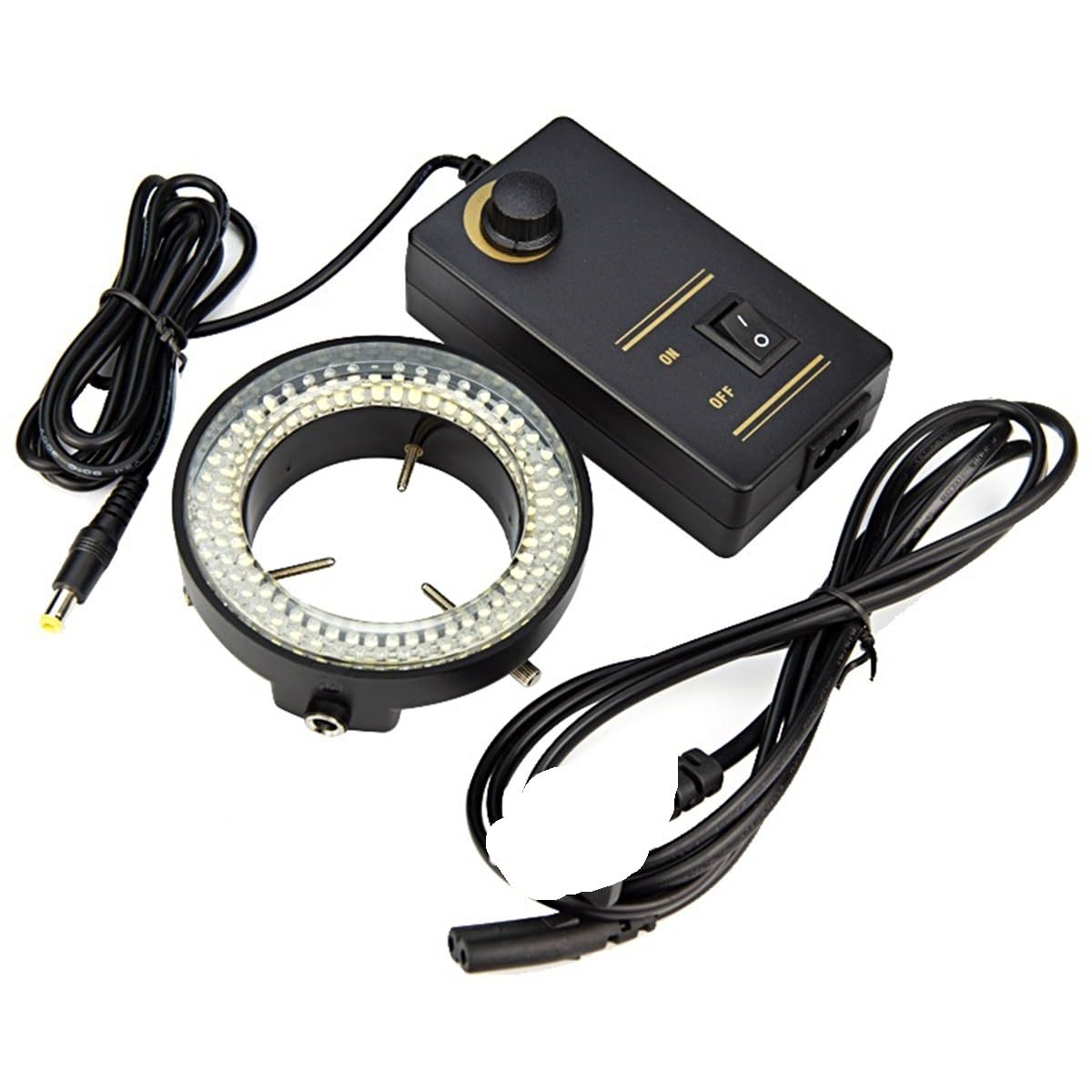 Mikroskopbeobachtung Mikroskopring-Lichtmikroskop-Lichtquelle 60 mm Innendurchmesser 14 4PCS LED Ringlampenhelligkeit verstellbar AC90V-240V(Yellow)
