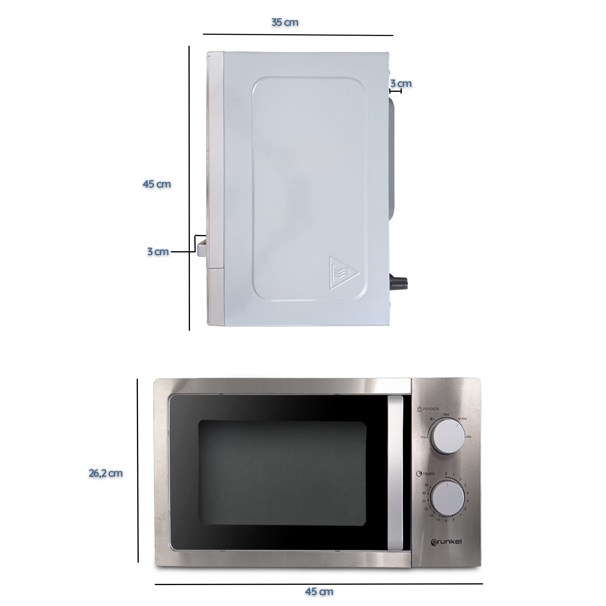 Microondas Grunkel MW-20INOX/ 700W/ Capacidad 20L/ Funcion Grill/ Plata