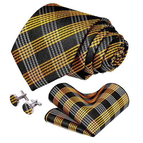 Image of 5PCS Mens Silk Tie, Pocket Square, Cufflinks, Drilled Tie Ring and Lapel Pin Set for Wedding Groom Party