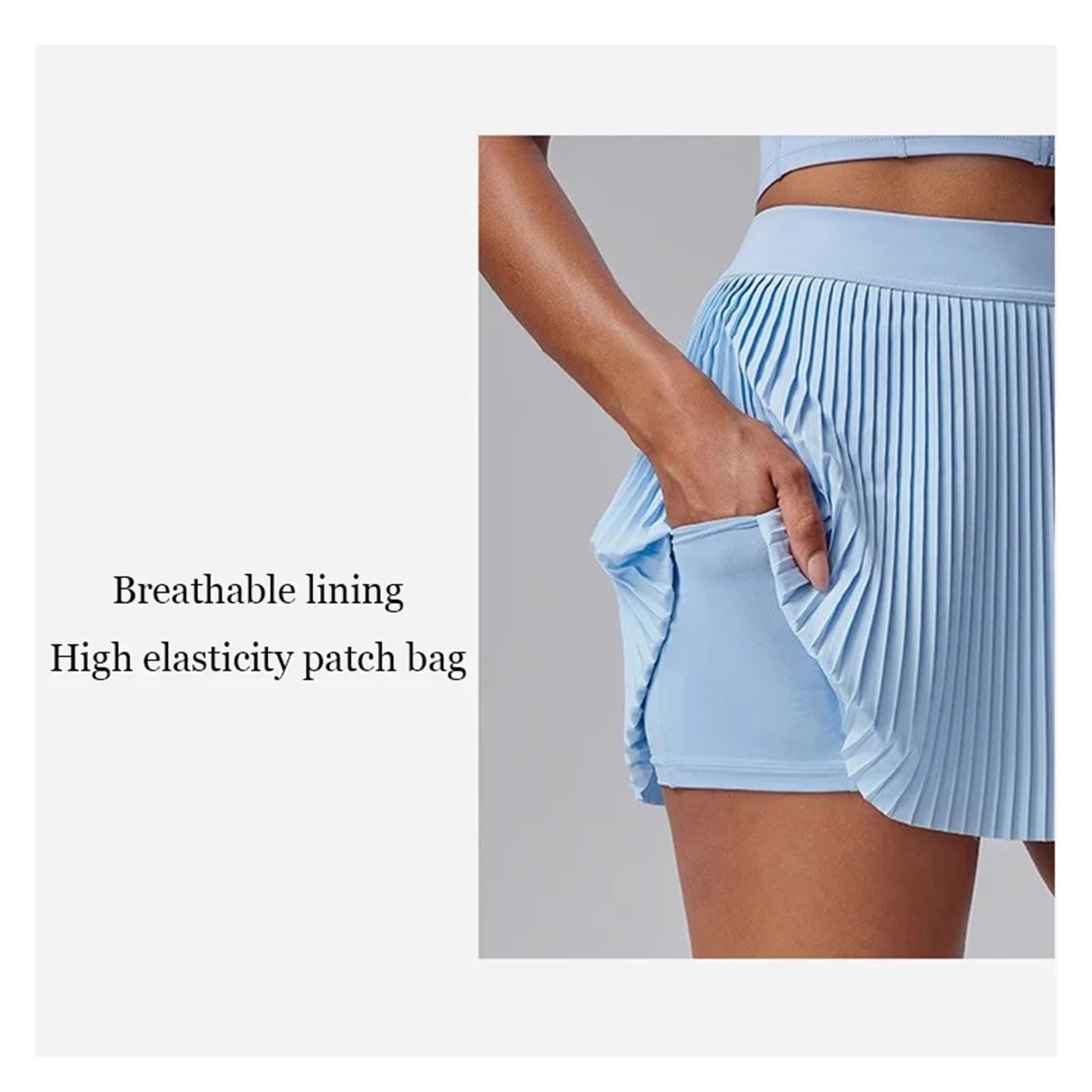 Tennisrock Damen Damen Fitness Hosenrock Akkordeon Plissee Design Anti-Licht Leck Fake Zweiteiliges Set