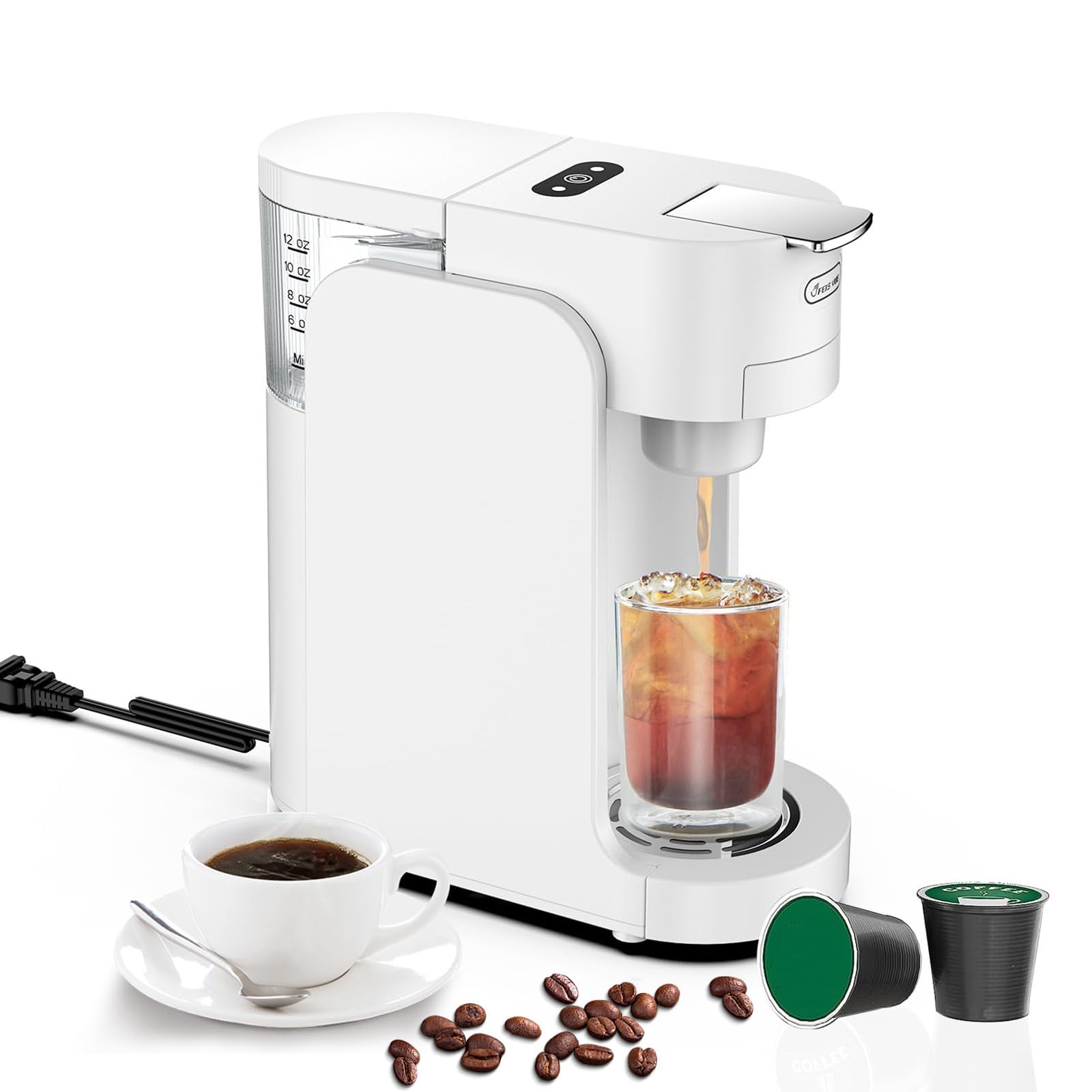 Ekspres do kawy na kapsułki, mini ekspres do espresso, inteligentny podwójny tryb, ze zbiornikiem na wodę 3000 l, 3 uchwyty na kubki z regulacją wysokości (119/143/175 mm), do kapsułek K-Cup