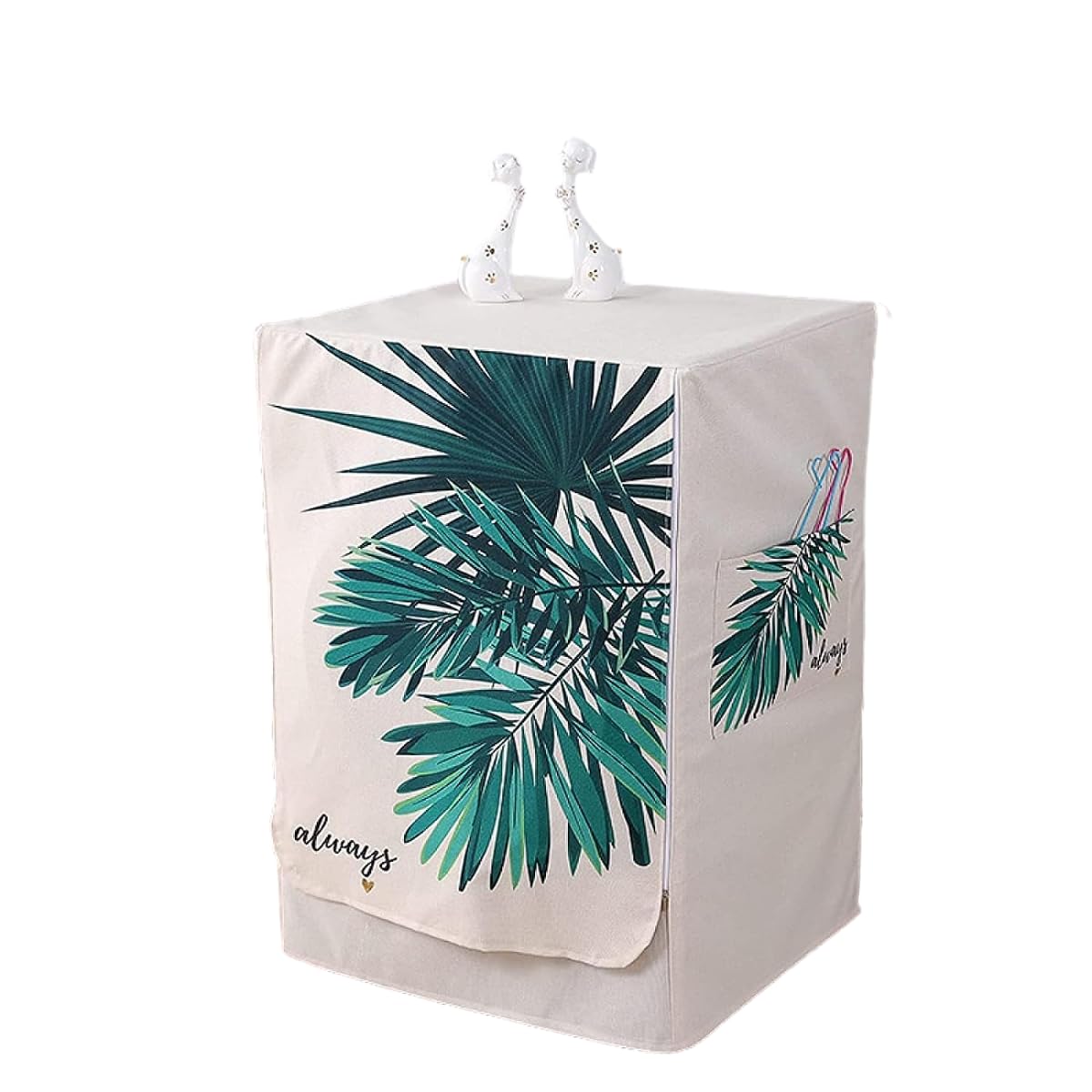 BaoT8YLu Washing Machine Cover, Machine Washable Cover, Automatic Washing Dryer Cover to Protect Front Loading Washing Machine (Palm Leaf, M Size 60 x 55 x 85 cm)