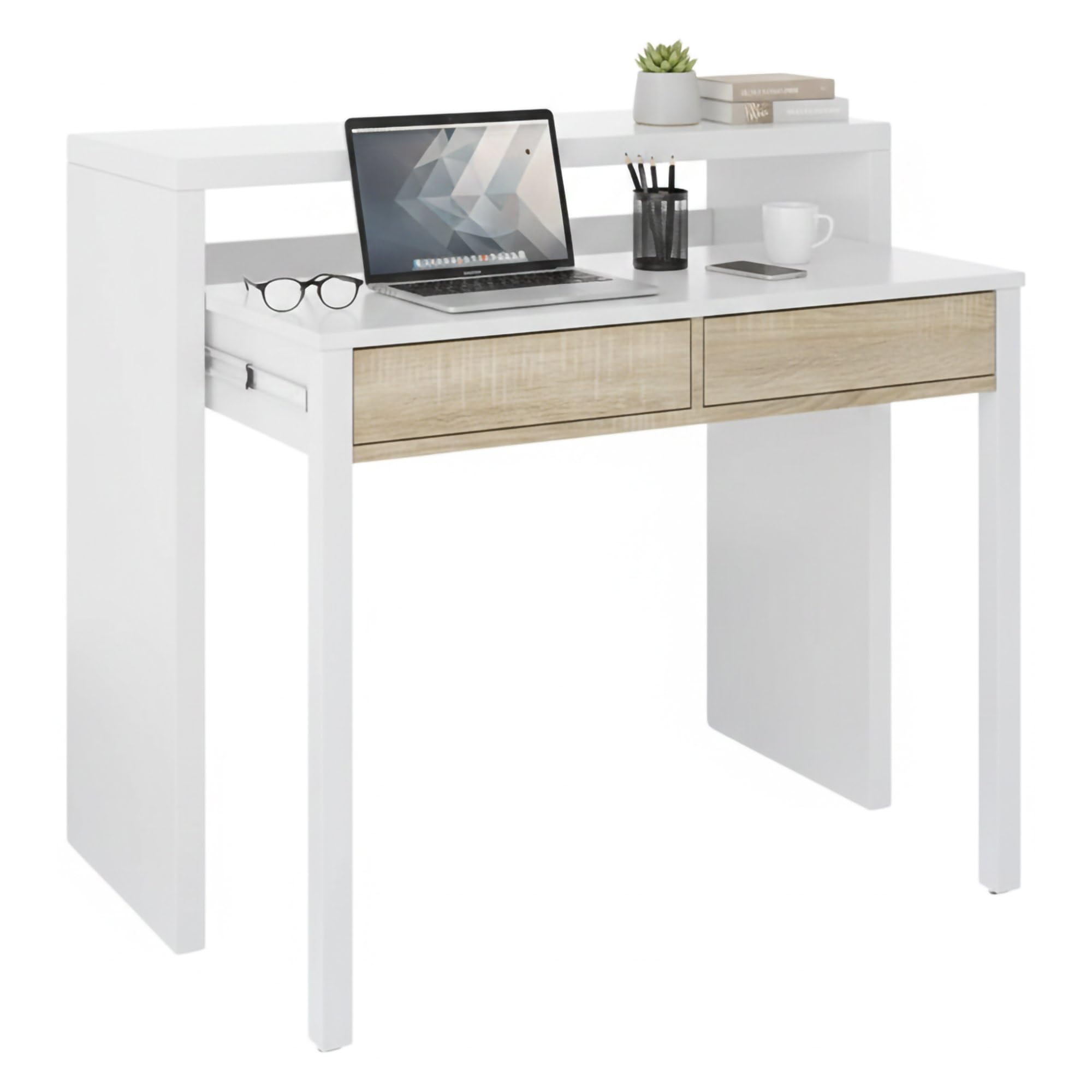 Habitdesign - MOD. 004582BO - Scrivania Estensibile, Dimensioni:98,5 x 87,5 x 36/70 cm di profondità.