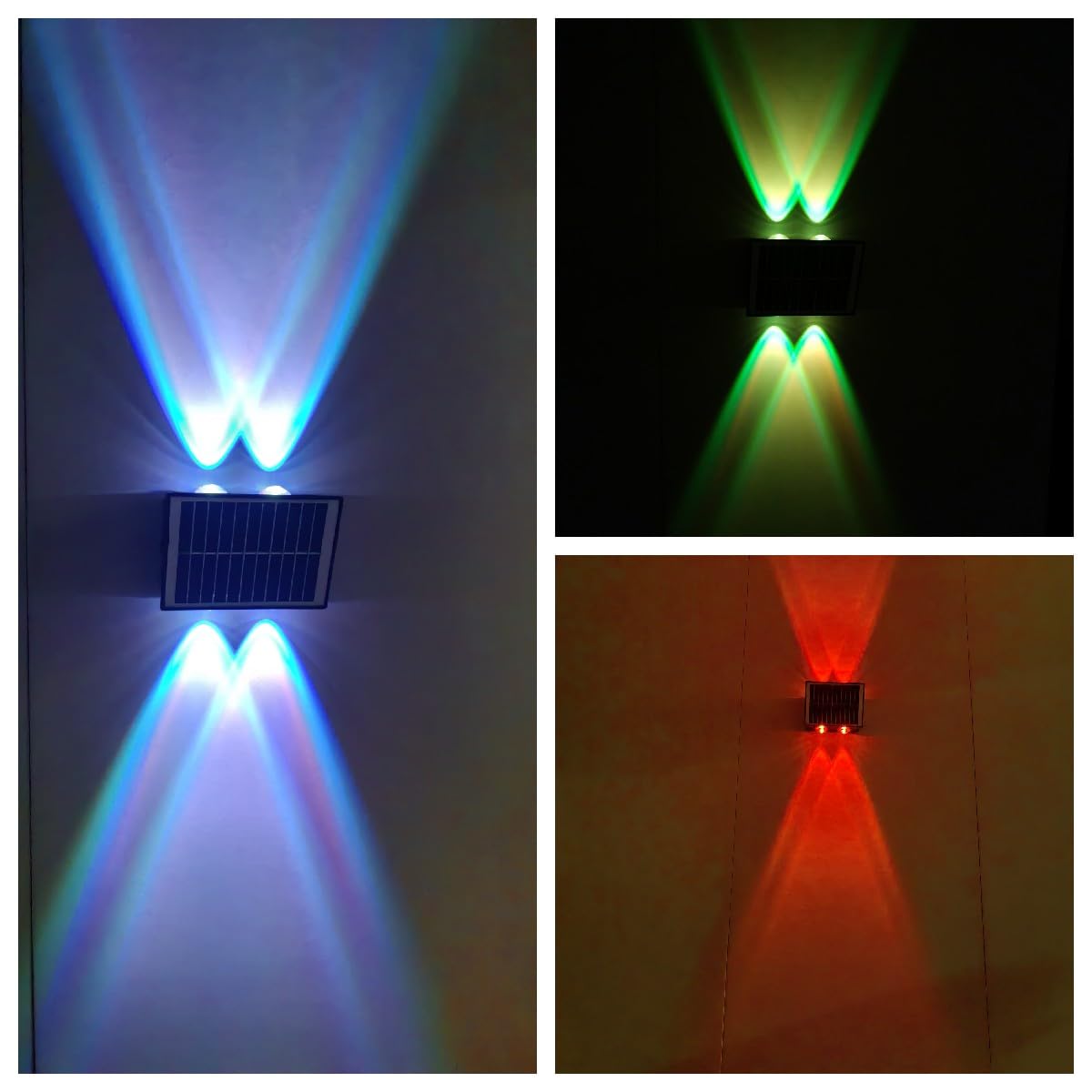 GDJIAYIYI 2 Pack Solar Wall Lights Outdoor, RGB Up and Down Solar Garden Lights with 4 LEDs, Waterproof IP65 for Fence Patio - Image 2
