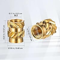 Vista 2 de iplusmile 100 piezas de insertos roscados M3 para impresión 3D, insertos de latón de 0.224 x 0.181 in, tuercas moleteadas para moldeo por inyección