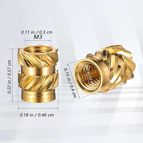 Miniatura 9 de iplusmile 100 tuercas de latón de impresión 3D, tuercas moleteadas de latón con rosca M3, tuerca de incrustación de calor moleteada para plástico,