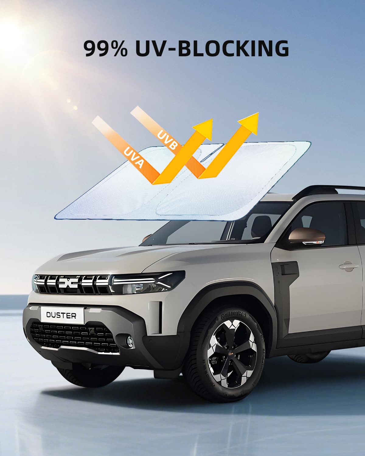[Actualizado] Parasol para Parabrisas Dacia Duster 2024-2026, Parasol Plegable Bloquea Rayos UV & Calor, Protector Visor Solar Accesorio Verano