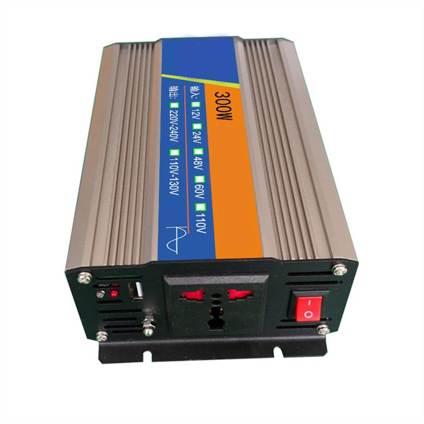 Inwerter Solarny, 300W Digital Peak Car/Outing Home Pure Sine Wave Power Falownik DC 12V 24V Do AC 220. Camping Boat Converter POWER FREAVERTER