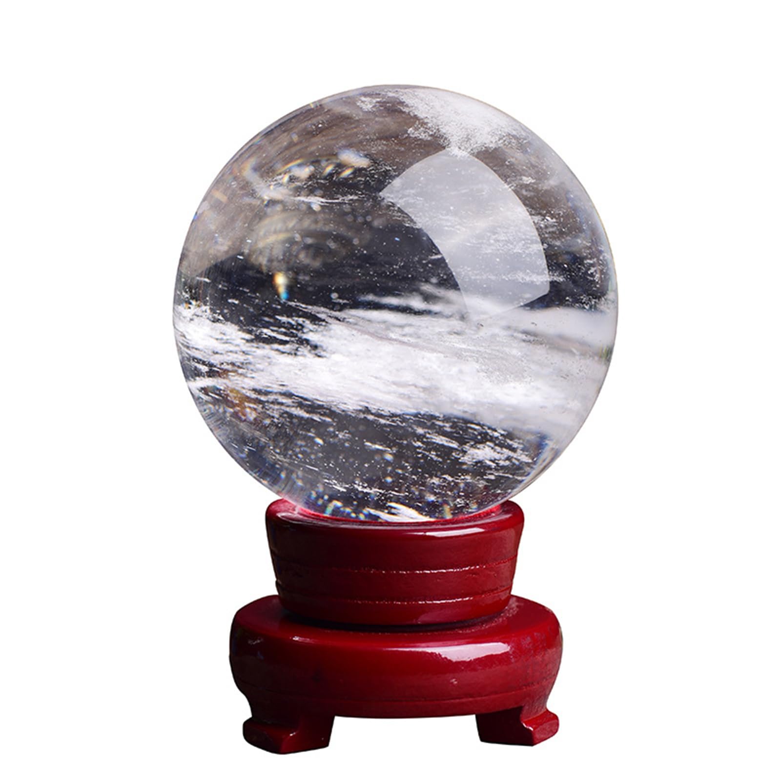 Phhxkkuo Natural Clear Quartz Crystal Ball Glass Ball Fortune Teller Crystal Sphere for Meditation Photography Family Decorativ Feng Shui Witchcraft,11cm