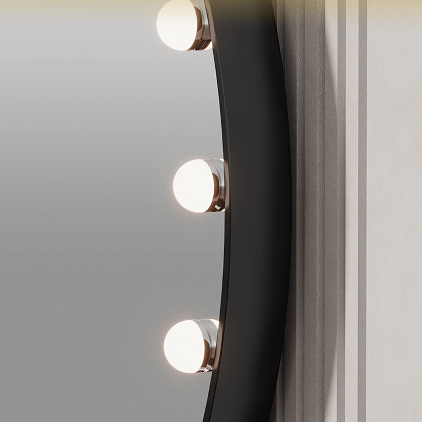 Espejo De Maquillaje Redondo, Espejo De Tocador De Pared, Espejo De Tocador con Bombilla Led, Espejo Cosmético De Tocador con Pantalla Táctil, Tres Fuentes De Luz De Col,Gold-50cm