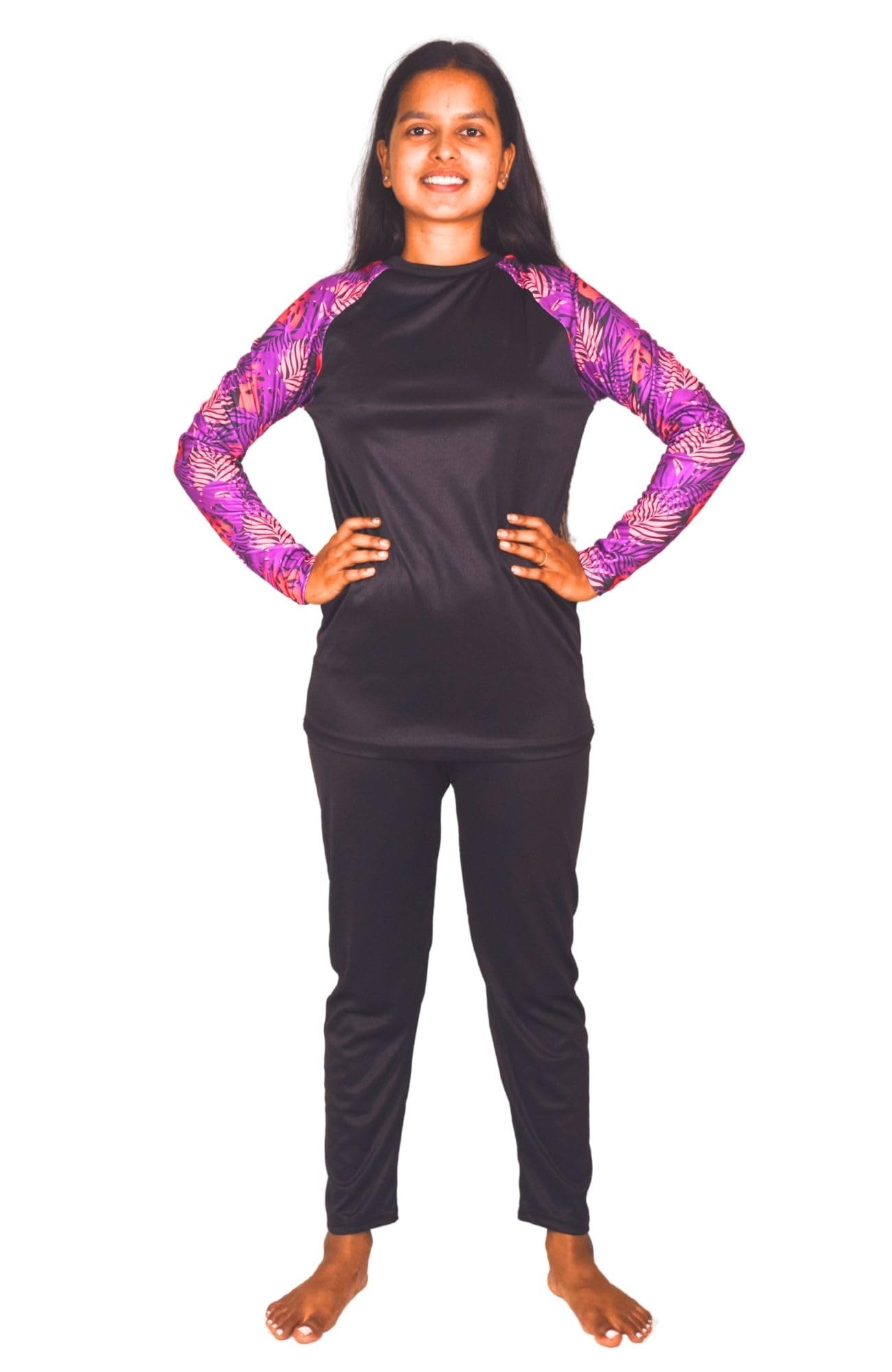 aqua holic Swimming Non Padded Full Tshirt & Tights Suit for Women, Swimming Costume | Swim Suit | Swimwear| Swimming Dress Plain-picture-38