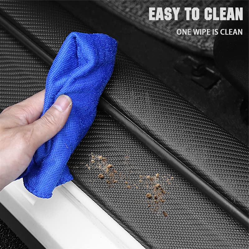 4 Adesivi In Fibra Di Carbonio Per Soglie Auto Fiat Panda - Anti-Graffio, Protezione E Estetica | Facili Da Applicare