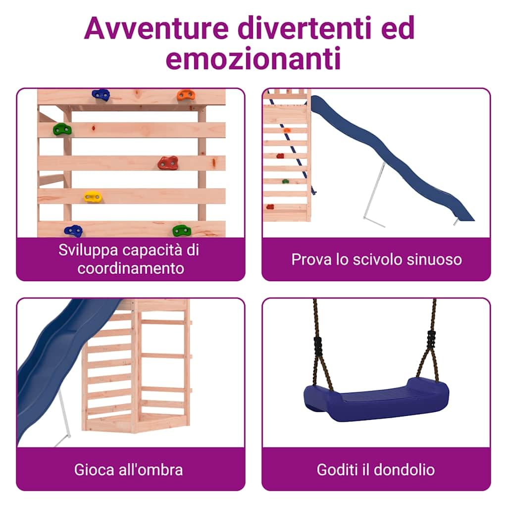 vidaXL Set da Gioco da Esterno in Legno Massello di Douglas