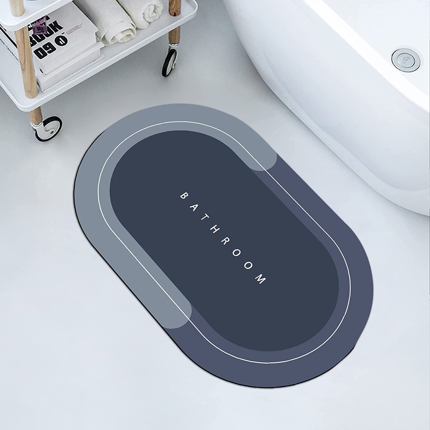 RIDHMIN Doormats Quick Drying Rubber Round Mats & Water Absorbent Door Mat for Home,Water Absorbing Non-Slip Bathroom Floor mats (Bathroom Print) (Multi Colour)