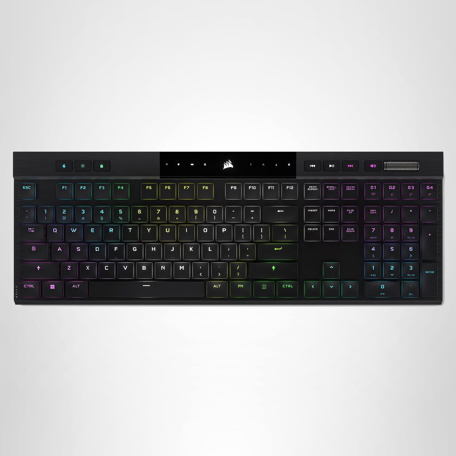 Corsair K100 RGB Optical-Mechanical Wired Gaming Keyboard - QWERTY US Layout, OPX Switches - PBT Double-Shot Keycaps - Elgato Stream Deck and iCUE Compatible - Black: K100 AIR WIRELESS CHERRY MX Ultra Low Profile Switches