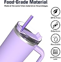 Vista 5 de Popote de repuesto para vaso Stanley Cup de 40 onzas y 30 onzas, paquete de 10 popotes de plástico reutilizables de 12.13 pulgadas de largo