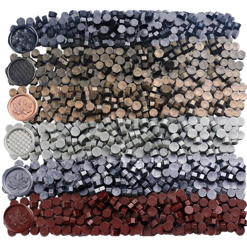 Image of 600pcs Black & Deep Series Wax Seal Beads,6 Assorted Deep Color Sealing Wax Beads Ideal for DIY Waxing Stamp Wedding Letter Envelope Decor Wine Bottle Sealing (Deep Color Series)
