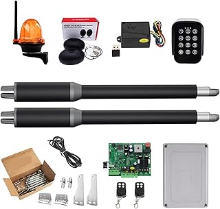 Automatic Sliding Gate Opener Door Opener Linear Actuator DC Worm Gear Automatic Swing Door Opener Electric Tube, Light, Button, GSM Operator Durable and Reliable (Color : KIT H, Size : One Size)