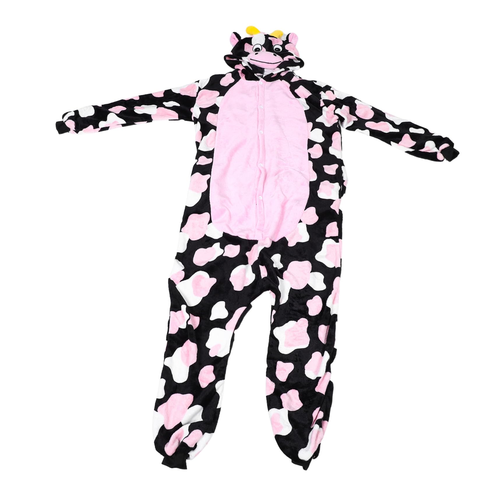 Pijama Entero Unisex de Vaca de Peluche Diseño Grueso para Invierno Ropa de Dormir de Franela Disfraz Animal para y Halloween XL